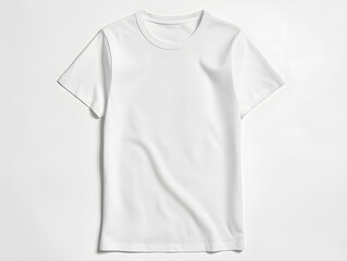 White cotton t-shirt mock up isolated on white background, Flat lay.  White blank T-shirt template