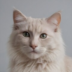 Majestic fluffy Cream-Colored Long-Haired Cat Posing Against a Neutral Background