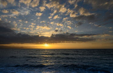 Seascape in the evening, beautiful dramatic sunset over sea. 1