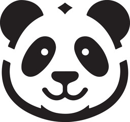 a black and white panda head with a black and white face. © Miton Bormon