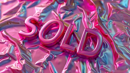 Fototapeta premium Pink Glossy Surface Sold concept art poster.