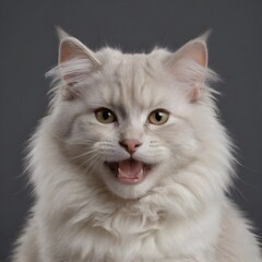 Obraz premium Majestic fluffy Cream-Colored Long-Haired Cat Posing Against a Neutral Background