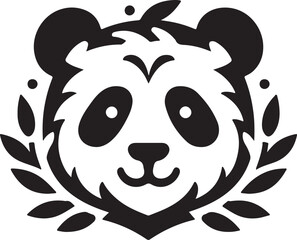 a black and white panda head with a black and white face. © Miton Bormon