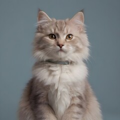 Fototapeta premium Majestic fluffy Cream-Colored Long-Haired Cat Posing Against a Neutral Background