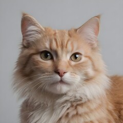 Obraz premium Majestic fluffy Cream-Colored Long-Haired Cat Posing Against a Neutral Background