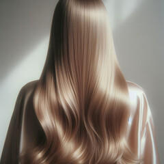 Long pearl hair at the back. Hair coloring, skill of colorist, hairdresser - obrazy, fototapety, plakaty