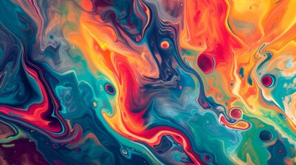 Fototapeta premium Vibrant abstract liquid painting with swirling colors