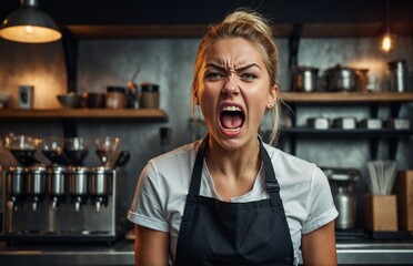 Angry barista yelling