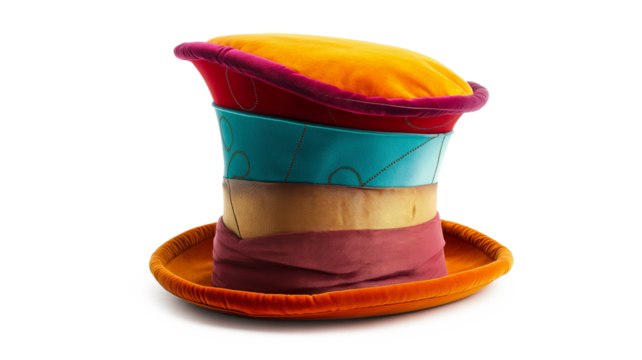 Colorful Top Hat for Alice in Wonderland isolated on a transparent background