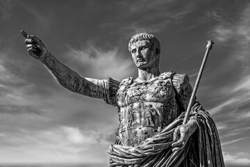 Julius Caesar, ancient statue in Rome, Italy. Concept for leadership, personal growth, personal...