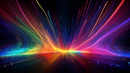 Futuristic Light Speed Acceleration In A Burst Of Rainbow Colors. Generative AI