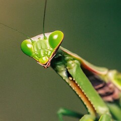 Closeup photo of a alive Mantis macro 35mm close up film still photography natural light