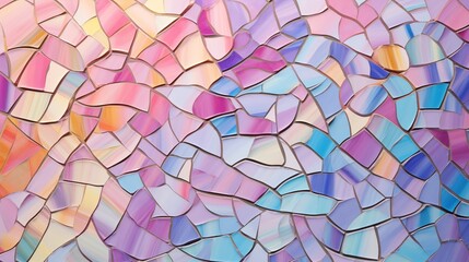 Colorful abstract mosaic wall art with iridescent tiles