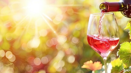 red wine being poured into a glass from a bottle against a dark brown background, embracing the style of copy space concept.