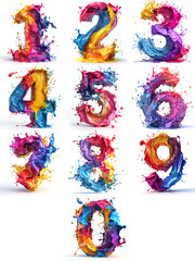 the generated image of numbers executed in the style of liquid paint