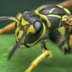 Closeup photo of a alive Wasp macro 35mm close up film still photography natural light