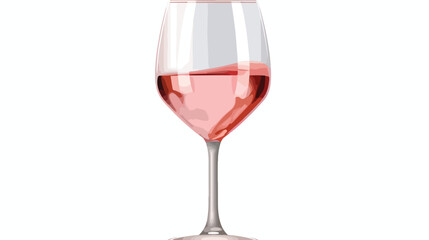 Realistic clear wine glass with light pink alcohol