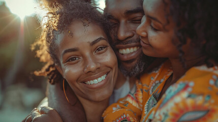 African American Family Sharing a Joyful Moment Together
