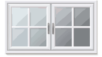Realistic plastic window with transparent glass whi