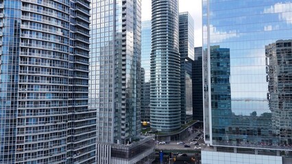 Naklejka premium The modern office buildings and Towers in the financial district of Toronto Canada aerial view - TORONTO, CANADA - APRIL 17, 2024