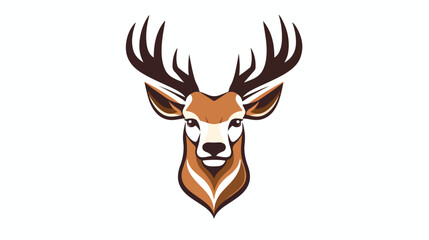 Roe Head Logo. Deer Vector decorative Emblem. 2d fl