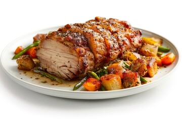 Mouthwatering Pork Shoulder with Aromatic Seasonings and Sautéed Sweet-Savory Vegetables