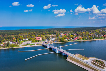 Scenery of Martwa Wisla river at Sobieszewo Island. Poland