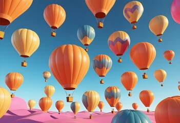 colorful hot air balloons against isolated color background abstract balloon art poster