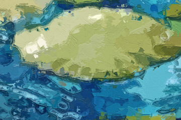 Fototapeta premium Oil paintings and various flowers, lotus leaves, cats, dogs, ponds, goldfish, and beautiful scenery