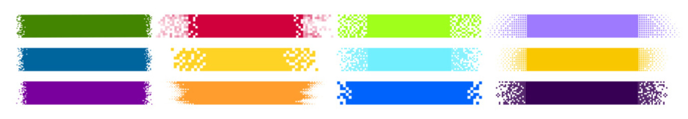Collection of abstract color pixel web banners for headers. Vector banner. Illustration of abstract pixel