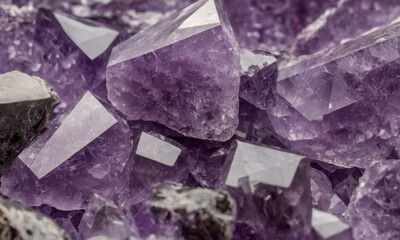 The texture of the amethyst in the image is rough yet sparkling, with jagged edges and multifaceted surfaces that catch the light.