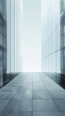 A long, empty hallway with a lot of glass windows