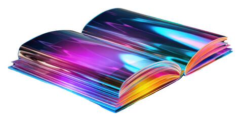 PNG  3D render neon book icon light illuminated publication