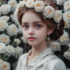 Portrait of a beautiful young woman in a crown of flowers. Beauty, fashion.