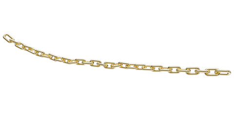 Golden chain isolated on a transparent background. 3D render of yellow metal chain.