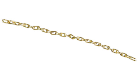 Golden chain isolated on a transparent background. 3D render of yellow metal chain.