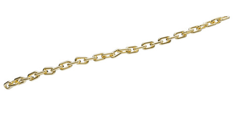 Golden chain isolated on a transparent background. 3D render of yellow metal chain.