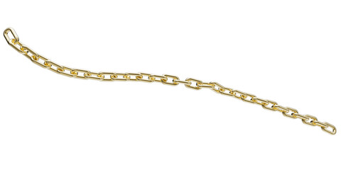 Golden chain isolated on a transparent background. 3D render of yellow metal chain.