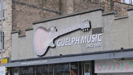 Obraz premium Guelph music store in the town centre - GUELPH, CANADA - APRIL 13, 2024