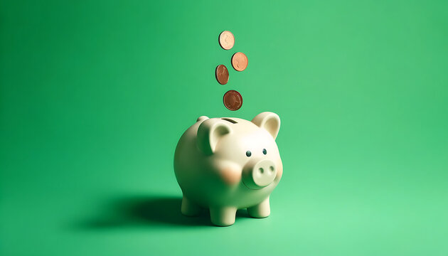 tirelire cochon sur fond vert Gestion financi&egrave;re simplifi&eacute;e