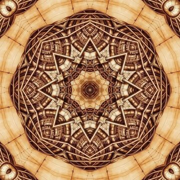 pattern on a sheet of paper, scorched wood, fantasy symmetrical ornament. ancient thai style. Kaleidoscope: Mesmerizing Abstract Loops. Colorful Infinite Patterns Abstract Kaleidoscope Background