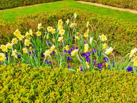 Prague- Czech- 8 April 2024: Wallenstein gardens with baroque palace in Prague