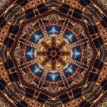 lights that are in the shape of a star intricate abstract. circular fractal burst arrangement. Kaleidoscope: Mesmerizing Abstract Loops. Colorful Infinite Patterns Abstract Kaleidoscope Background