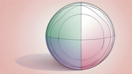 Pastel colored circular sphere, geometric graphic diagram that can be used as presentation background material