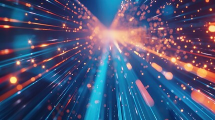 Fototapeta premium blue light curve line movement, abstract fast moving light neon, digital futuristic internet data speed background concept