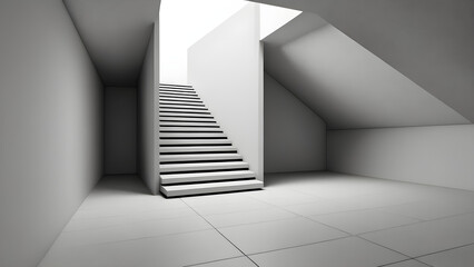 Obraz premium Interior concept, virtual black and white color staircase photo,