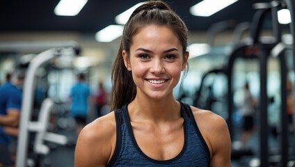Smiling woman in gym