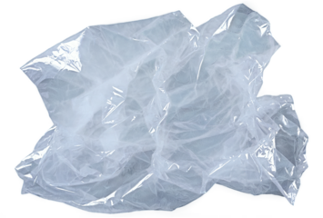 Crumpled transparent plastic foil isolated on transparent background