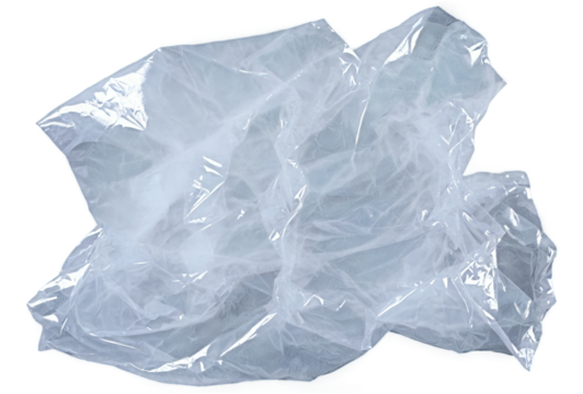Crumpled transparent plastic foil isolated on transparent background