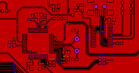 Tracing the conductors of the printed circuit board
of electronic device. Vector engineering 
drawing of pcb design. Electric background.